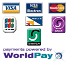 Payments are collected securely using WorldPay